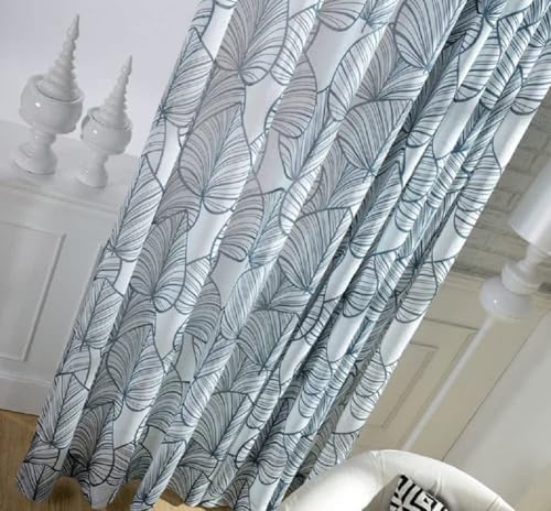 Iuokuby Simple European Style Semi Sheer Curtain Panel Blue