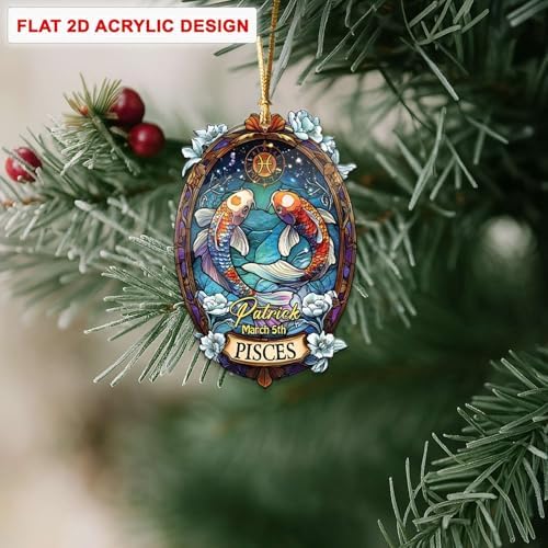 Personalized Pisces Constellation Hanging Ornament for Christmas Tree Decoration