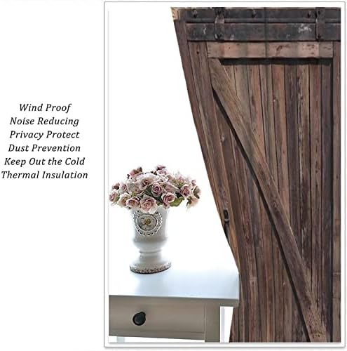 Rustic Wooden Barn Door Curtains 2 Panel Set 84x84in