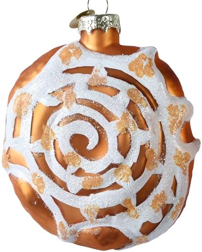 Cinnamon Bun Blown Glass Christmas Ornament
