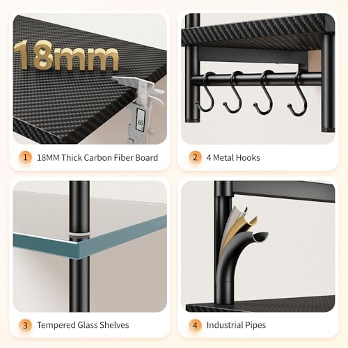 REIBII 7 Tier Floating Shelves with LED Light