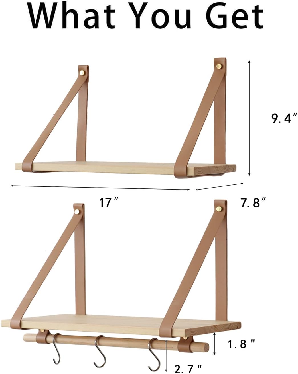 FRIADE Wall Floating Shelves Set of 2 Burlywood