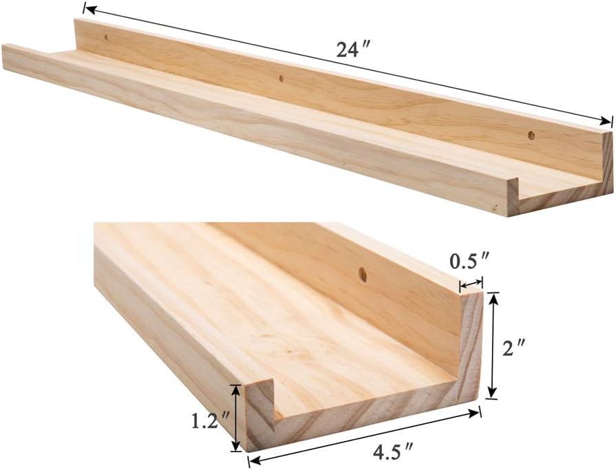 AZSKY Floating Shelves Set of 2 Natural Wood Wall Shelves