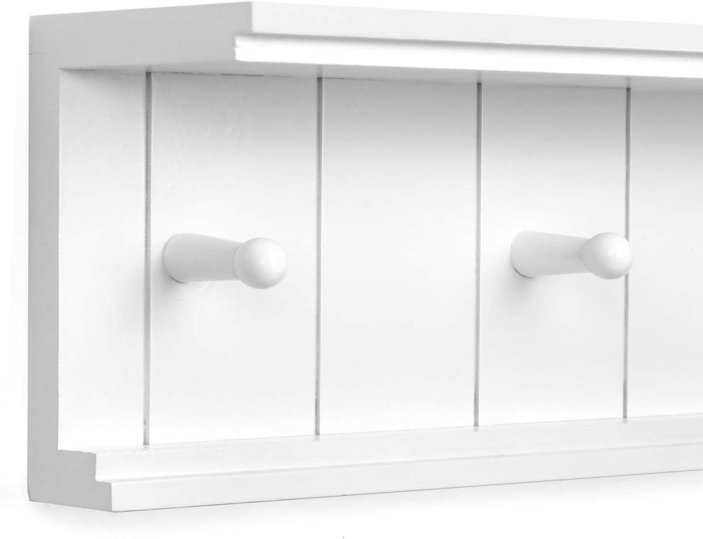 Greenco Entryway Floating Shelf with Hooks - 24 White