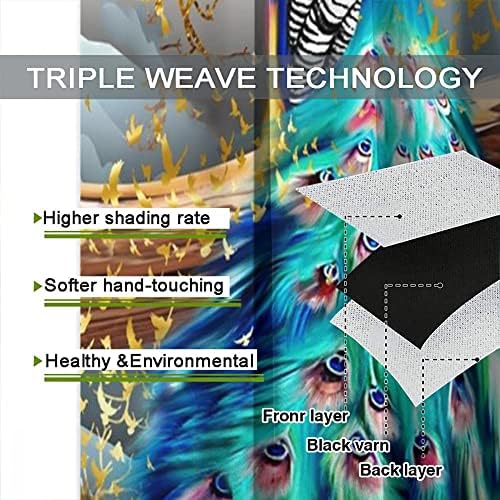 Peacock Curtains with Golden Butterfly Design