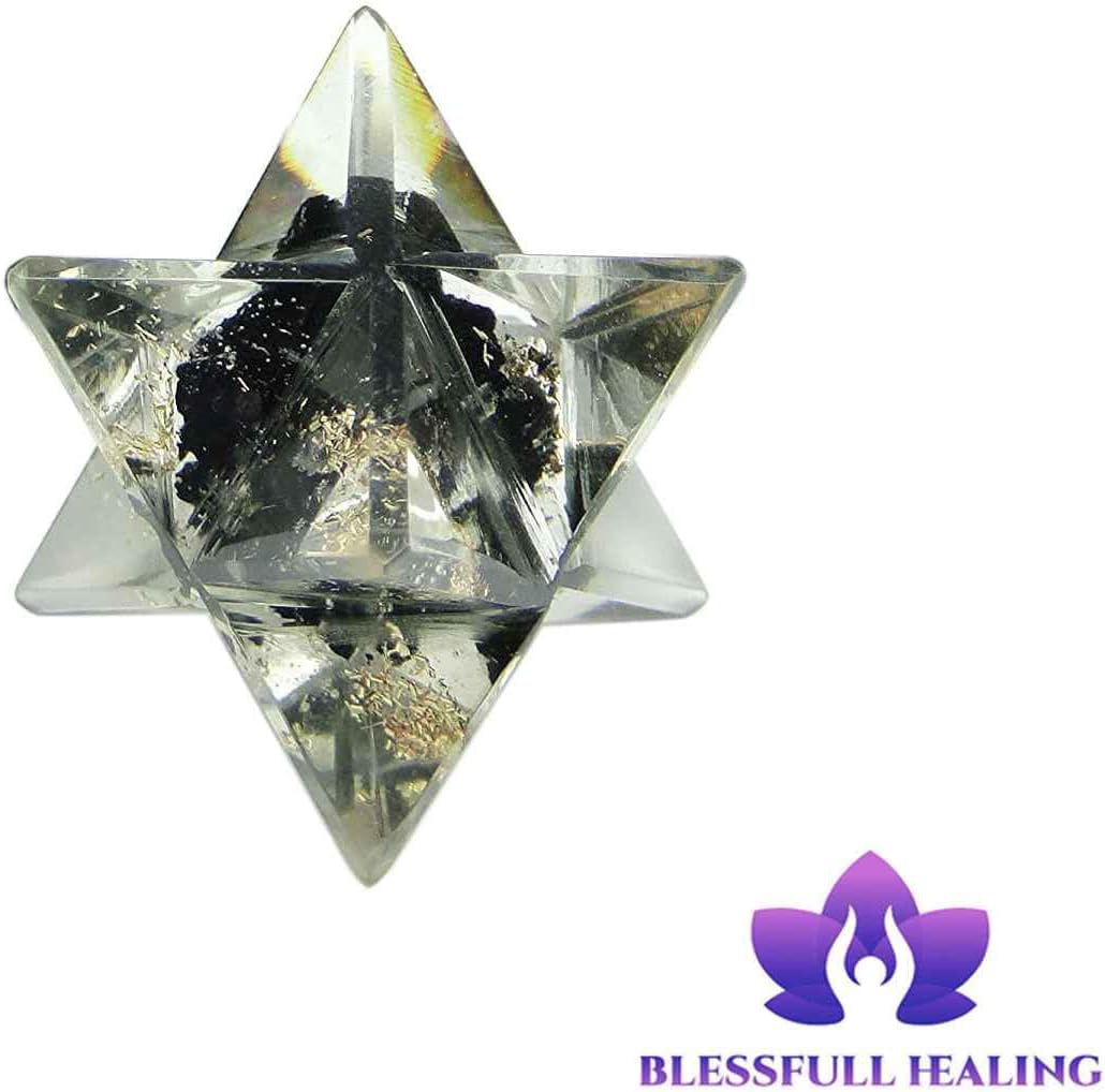 Reiki Healing Crystal Merkaba Black Agate 8 Point