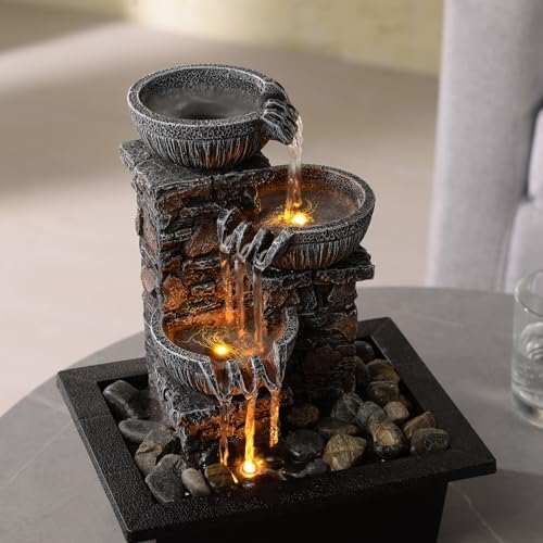 Kalona Tabletop Fountain with LED Light and Waterfall Sound