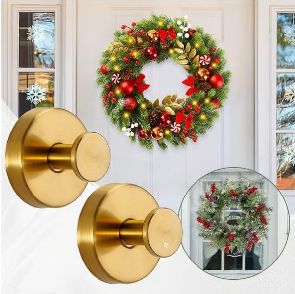 2025 Upgraded Suction Cup Hooks Pink Wreath Hanger for Front Door