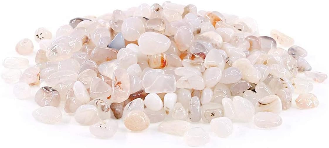 WAYBER Natural White Agate Pebbles 1 Lb Decorative Stones