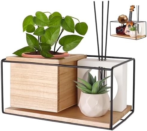 Cozivo Wall Floating Shelves with 2 Wooden Boxes