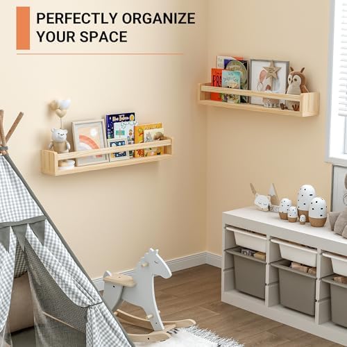 24 Inch Solid Wood Floating Shelves Set of 2 for Nursery