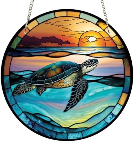 79 Inch Acrylic Window Hanging Decor Marine Turtle Design
