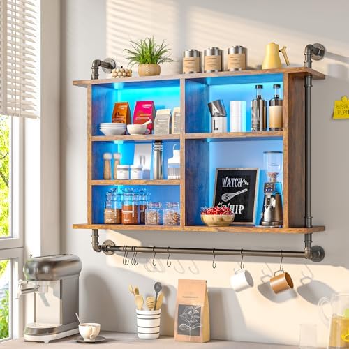 REIBII Wall Floating Shelves with LED Light