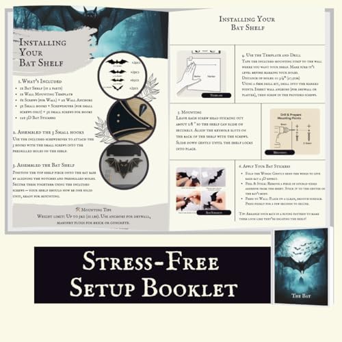 Gothic Bat Shelf Wall Decor with Hooks