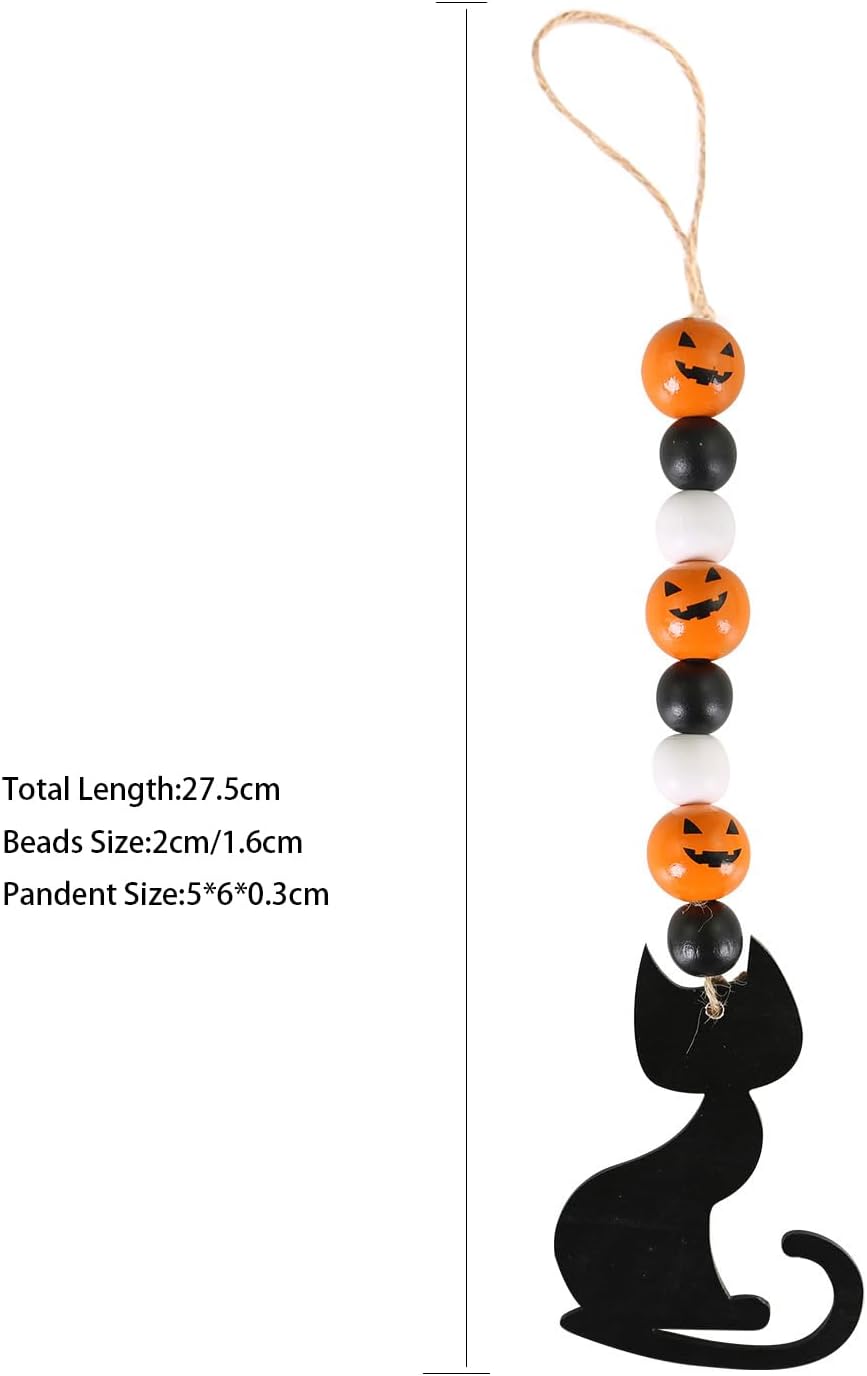 4 Piece Wooden Hanging Beads for Halloween Decor