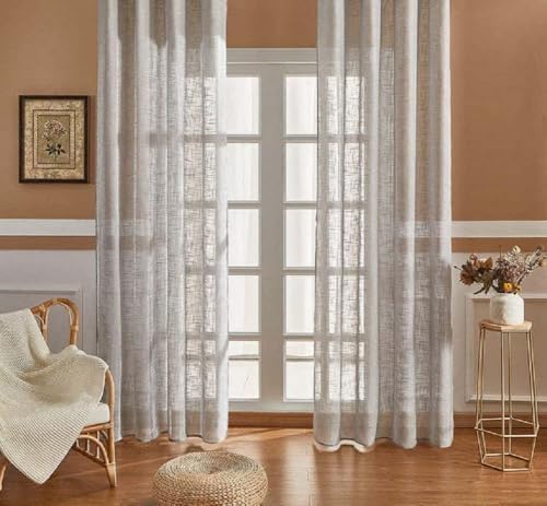 Modern Minimalist Gray Linen Curtains 2 Panels