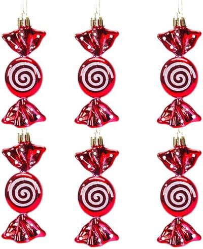 Red Christmas Ornaments with White Dots and Golden Ropes 6PCS
