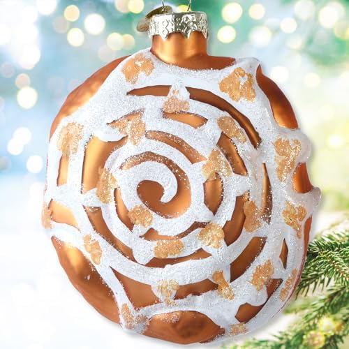 Cinnamon Bun Blown Glass Christmas Ornament
