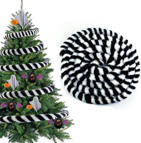 26FT Black White Striped Sandworm Garland Halloween Decoration