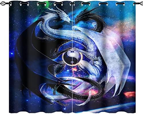 Cool Japanese Dragon Grommet Curtains 2 Panels 63L x 36W
