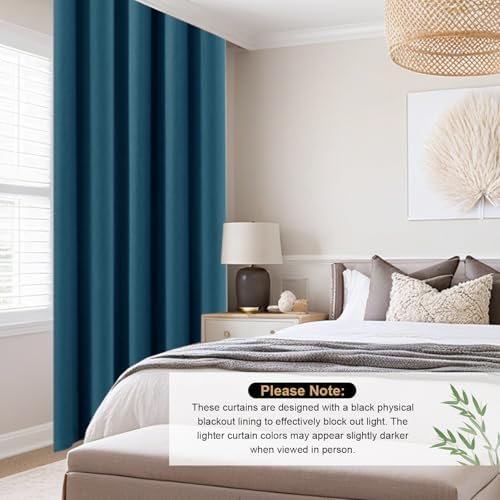 PrinceDeco Blackout Curtains Deep Teal Set of 2