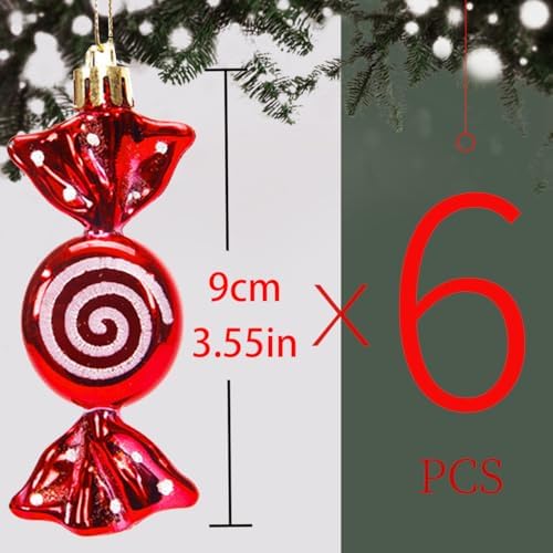 Red Christmas Ornaments with White Dots and Golden Ropes 6PCS