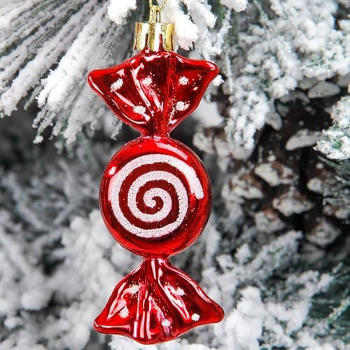 Red Christmas Ornaments with White Dots and Golden Ropes 6PCS