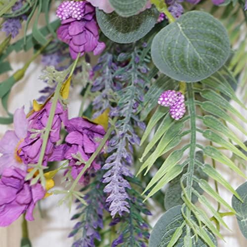 Firlar 197 Inch Artificial Daisy Wreath with Lavender and Eucalyptus
