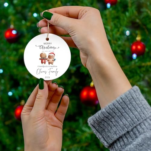 Personalized Gingerbread Grandma Grandpa Ornament with Family Last Name
