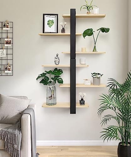SUMGAR 3 Tier Floating Shelves Wall Mount 20in Pine Wood