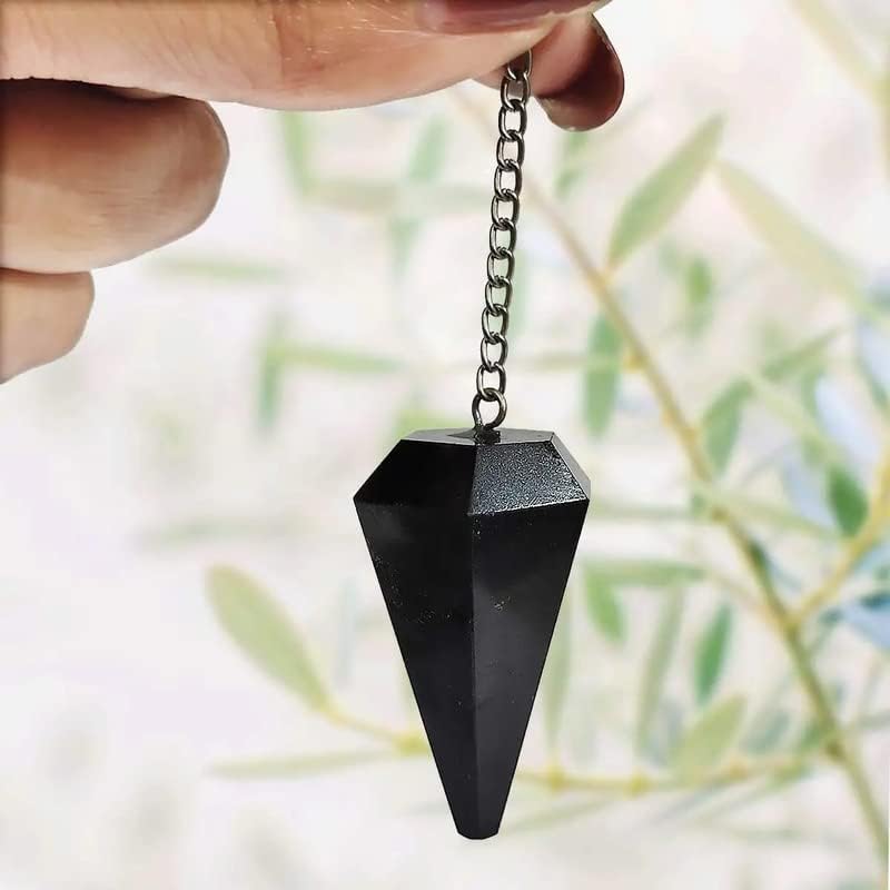 Aleafa Armlet Black Tourmaline Dowser 6 Faceted Pendulum Crystal