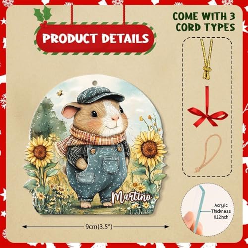 Custom Name Guinea Pig Hanging Ornament Personalized Acrylic Christmas Decor