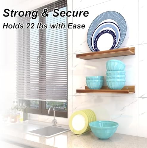 Wall Floating Shelves Set of 2 Modern Acacia Storage Display
