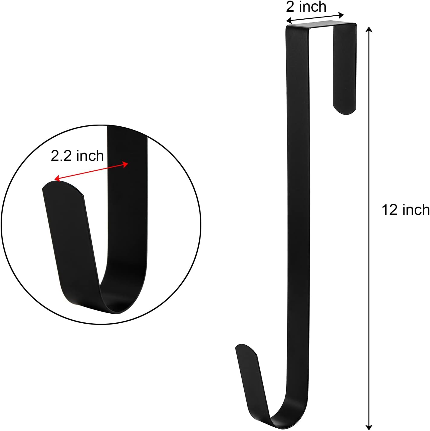 Tebery 4 Pack Black Wreath Hangers for Doors
