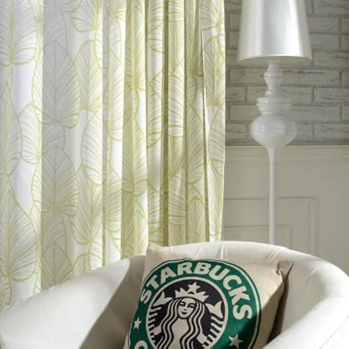 Simple European Style Semi Sheer Curtain Panel Green