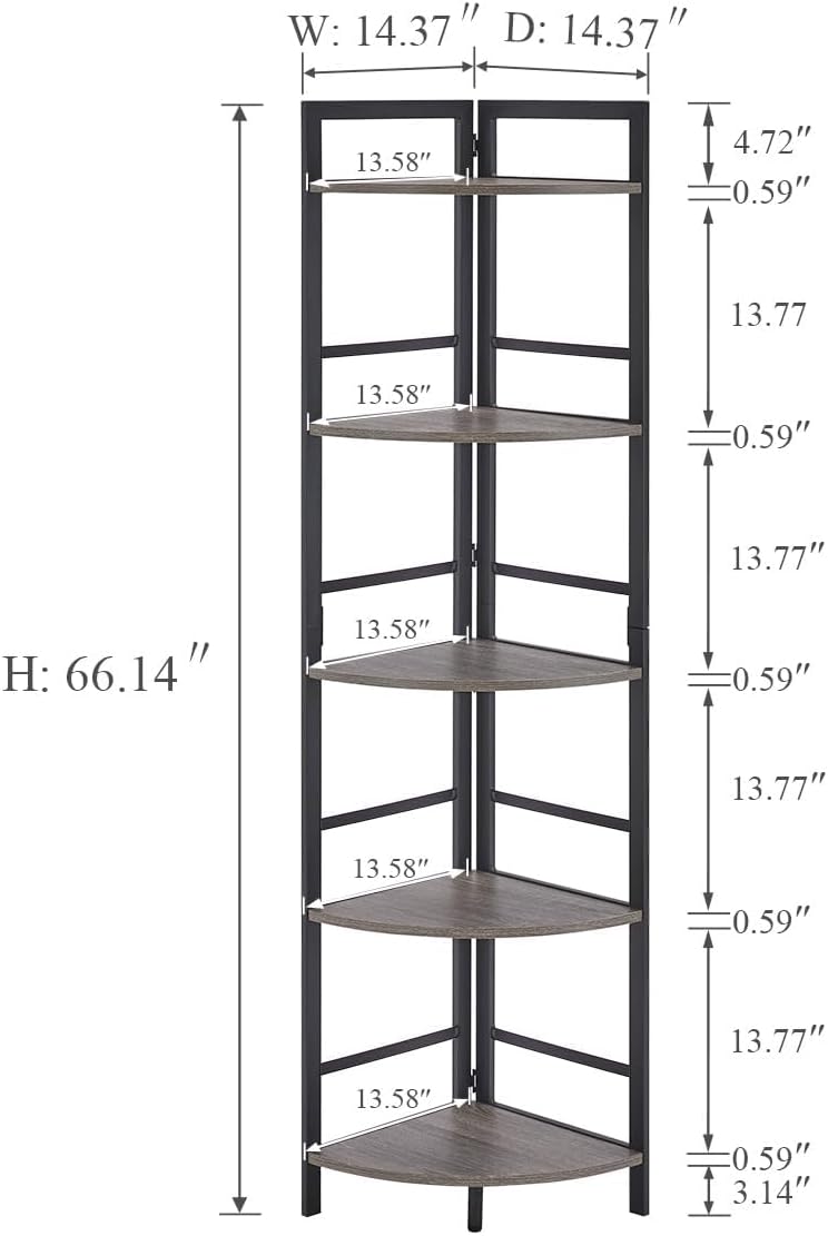 BON AUGURE 5 Tier Corner Bookshelf Stand