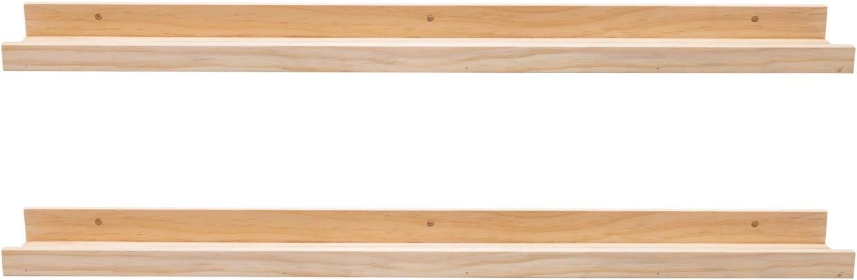 AZSKY Floating Shelves Set of 2 Natural Wood Wall Shelves