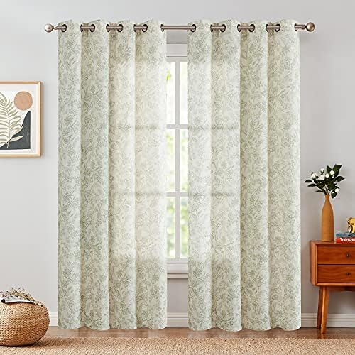 Lazzzy Linen Farmhouse Curtains 2 Panels 108 Inch Length