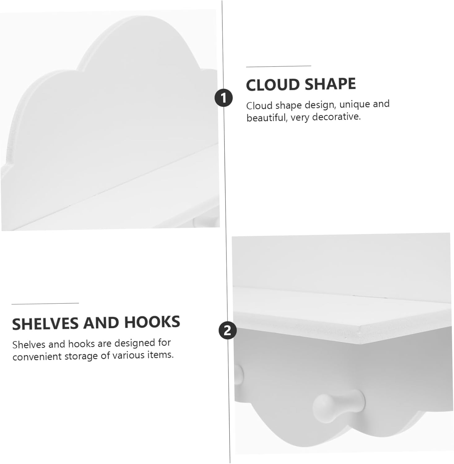 ARTIBETTER Cloud Shape Floating Shelf 14 Inch White Wall Mounted Storage