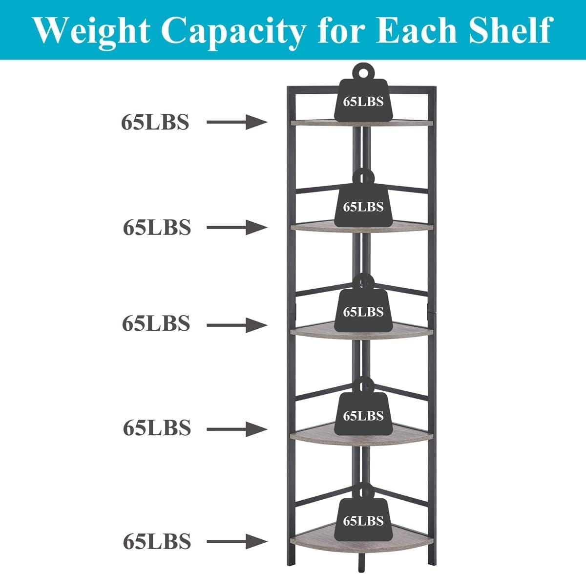 BON AUGURE 5 Tier Corner Bookshelf Stand