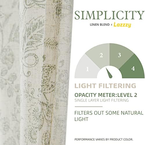 Lazzzy Linen Farmhouse Curtains 2 Panels 108 Inch Length