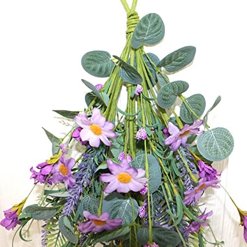 Firlar 197 Inch Artificial Daisy Wreath with Lavender and Eucalyptus
