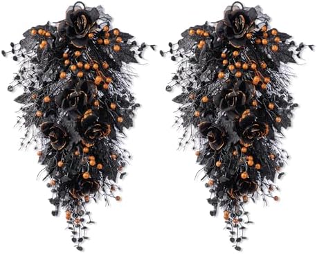 Glitzhome Halloween Teardrop Swag Set of 2