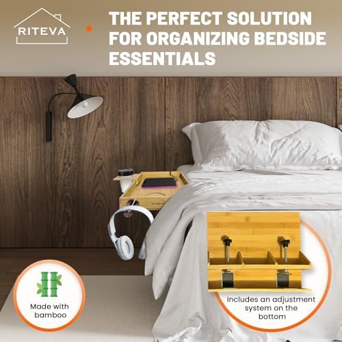 Bamboo Bedside Shelf with Adjustable Mechanism