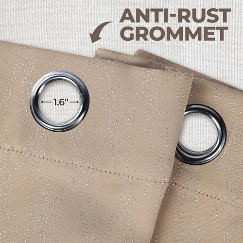 Superior Blackout Curtains with Grommet Header Tan Set of 2 Panels 42x108