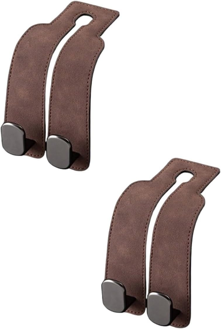 Twinhook Leather Car Headrest Hangers Brown 2pcs