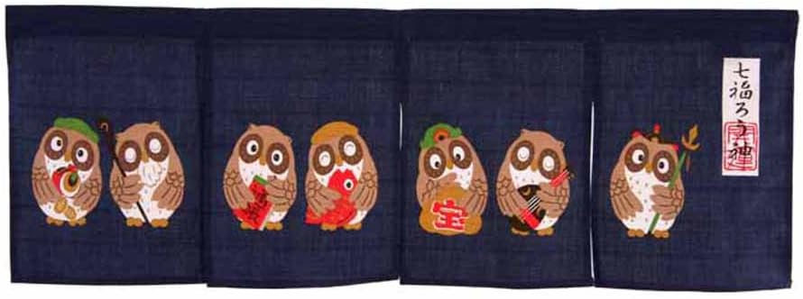 Japanese Noren Curtain Tapestry Sevens Owl