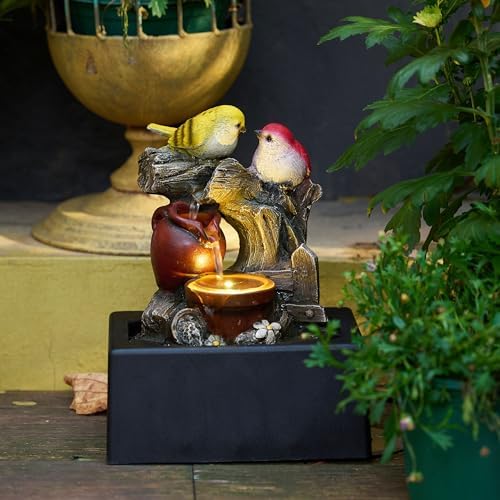 Teresas Collections Tabletop Water Fountain with LED Light and Pump