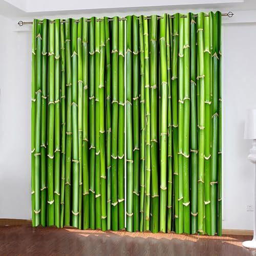 Homxi Blackout Drapes 2 Panels Set Grommet Tree Trunk Pattern Green Curtains Bedroom