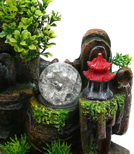 Mini Tabletop Rockery Fountain with LED Light and Atomizer
